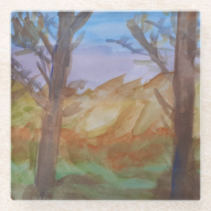 Sunset Trees Glass Coaster