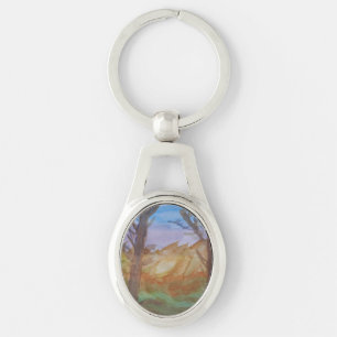 Sunset Trees Metal Keychain