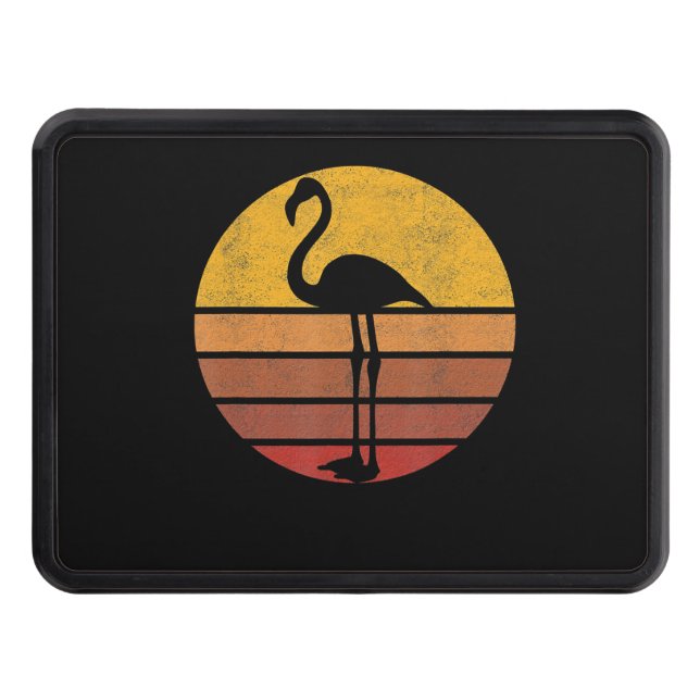 Sunset Trendy Animal Silhouette Flamingo Trailer Hitch Cover (Front)
