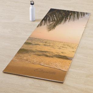 Sunset Tropical Beach Palm Yoga Mat