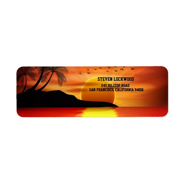 Sunset Tropical Island Palms Retour Adresse (Devant)
