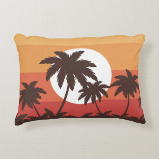 Sunset Tropical Palm Beach Vintage Accent Pillow