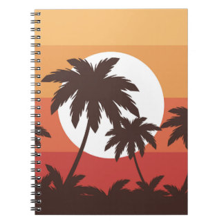 Sunset Tropical Palm Beach Vintage Notebook