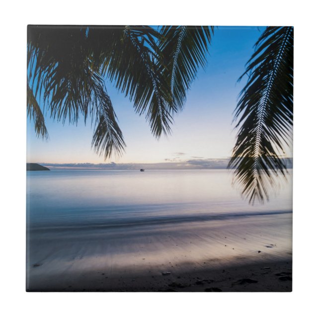 Sunset Tropical Seascape, Fiji Tile (Front)