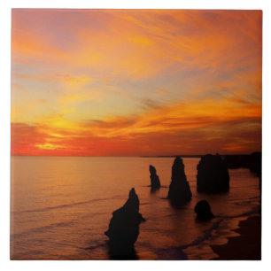 Sunset, Twelve Apostles, Port Campbell National Tile