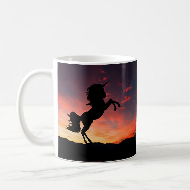 Sunset Unicorn Dual Silhouette Coffee Mug (Left)
