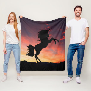 Sunset Unicorn Silhouette Softscape Fleece Blanket
