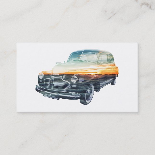 sunset vehicle double exposure business card (Front)