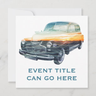 sunset vehicle double exposure invitation