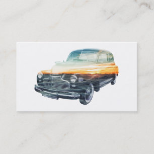 sunset vehicle double exposure loyalty card