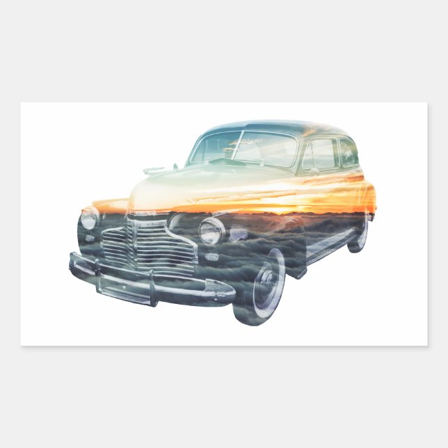 sunset vehicle double exposure sticker (Front)