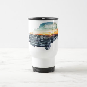 sunset vehicle double exposure travel mug