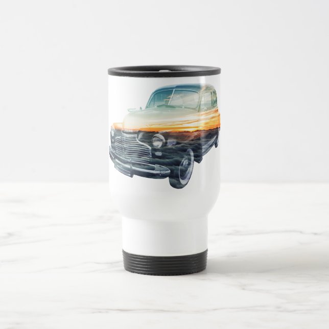 sunset vehicle double exposure travel mug (Center)