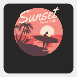 Sunset Venice Square Sticker