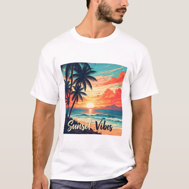 Sunset Vibes Retro Beach T-Shirt (Front)