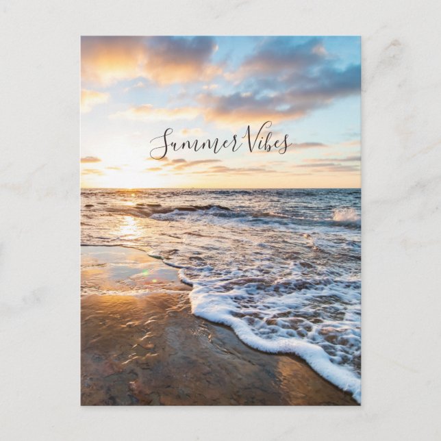 Sunset Vibes Zen Beach Sunset Ocean Waves Carte po (Devant)
