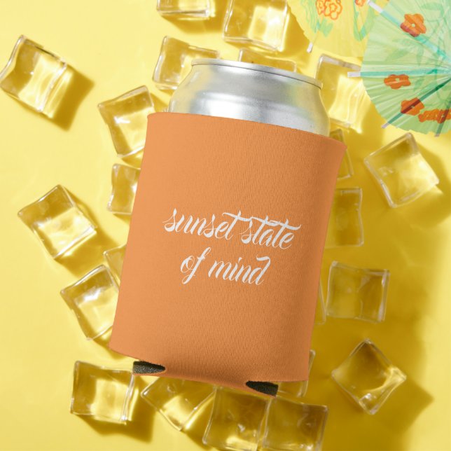 Sunset Vibrant Orange Wedding Can Cooler (In Situ Summer)