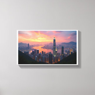 Sunset View Hongkong's City Skyline from the PEAK Canvas Print