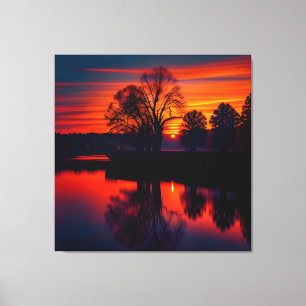 Sunset View Landscape Three Canvas Print