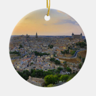 Sunset view of Toledo Spain Ceramic Ornament