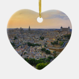Sunset view of Toledo Spain Ceramic Ornament