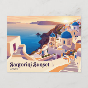 Sunset View Santorini Greece Cyclades Postcard