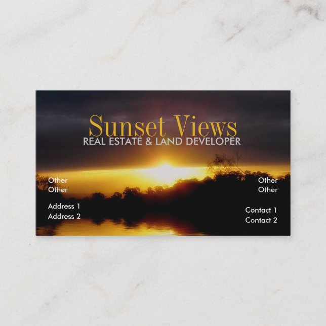 Sunset Views Business Card (Front)
