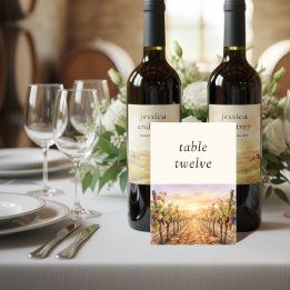 Sunset Vineyard Country Landscape Editable Table Number