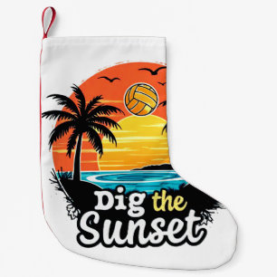 "Sunset volleyball" –Volleyball design for Players Small Christmas Stocking