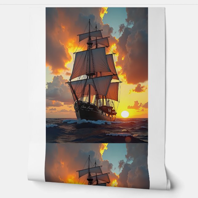 Sunset Voyage of the Cisa Verna Wallpaper (Unrolling)