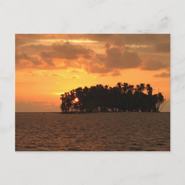 Sunset, W Coco Banderos, Kuna Yala, Panama Postcard (Front)