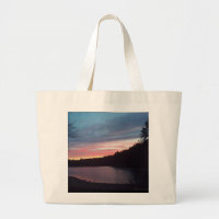 Sunset, Walden Pond, crescent moon