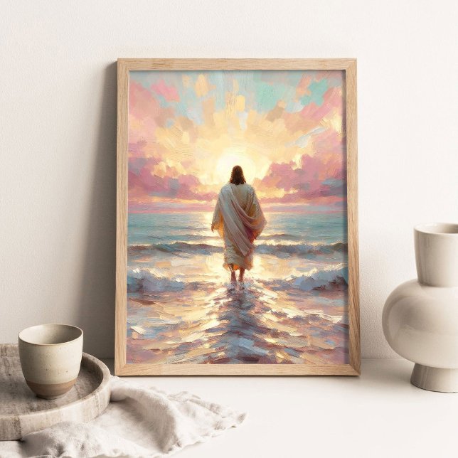 Sunset Walk, Digital Christian Art, Jesus Walking  Poster (Creator Uploaded)