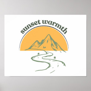 Sunset Warmth Mountain Nature Poster