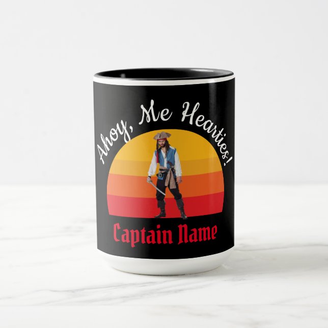 Sunset Watercolor Blue Pirate Mug (Center)