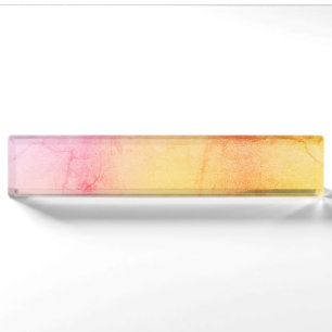 Sunset Watercolor Marble Desk Nameplate