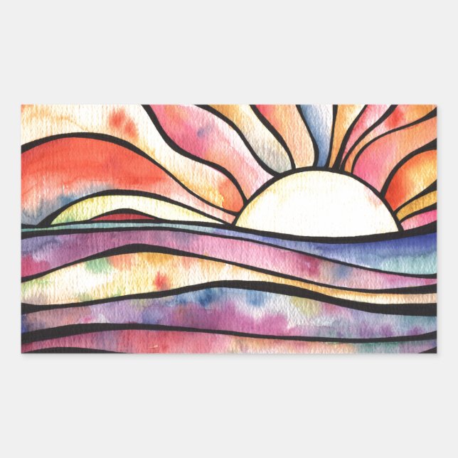 Sunset Watercolor Sticker (Front)