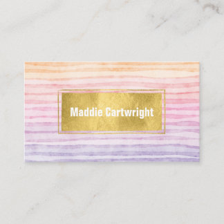 Sunset Watercolor Stripes Business Card