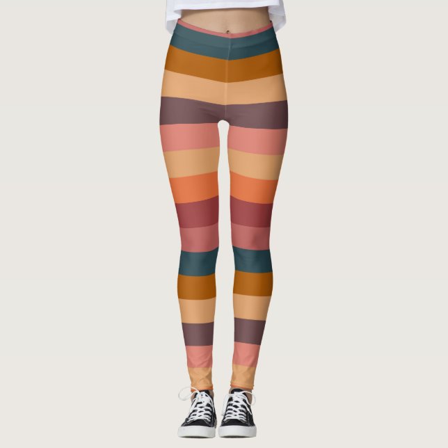  Sunset Watercolor Stripes   Leggings (Front)
