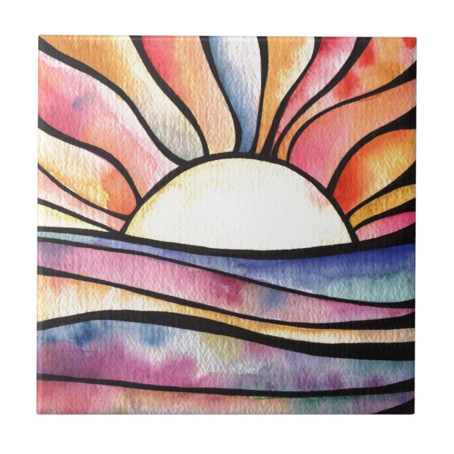 Sunset Watercolor Tile (Front)