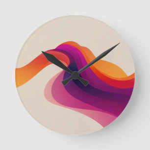 Sunset Wave Layers Round Clock