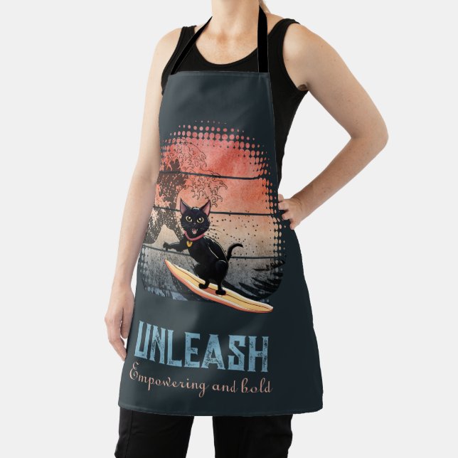Sunset Wave-Riding Cat Apron (Insitu)