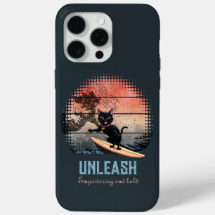 Sunset Wave-Riding Cat iPhone 15 Pro Max Case