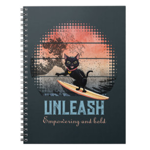 Sunset Wave-Riding Cat Notebook