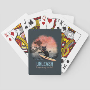 Sunset Wave-Riding Cat Playing Cards
