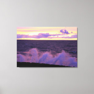 Sunset Waves Stretched Canvas Print