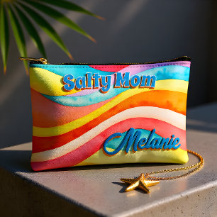 Sunset Waves Watercolor Mom Accessory Pouch