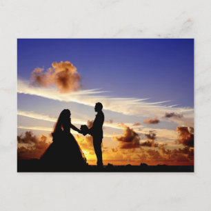 Sunset Wedding Couple Postcard
