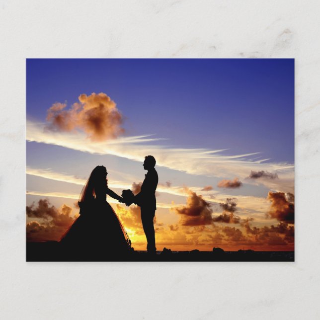 Sunset Wedding Couple Postcard (Front)