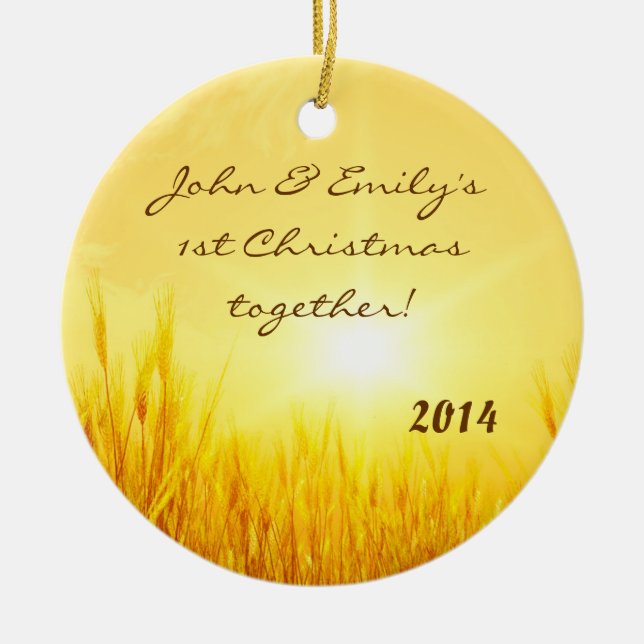 Sunset Wheat Country Personalized Name Ornament (Front)